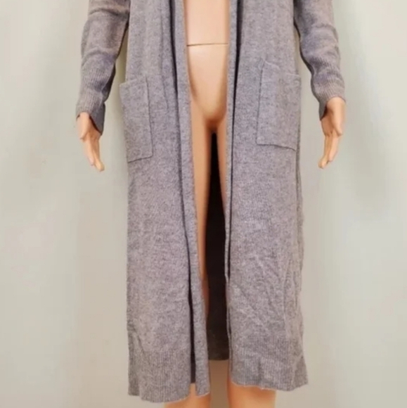 Magaschoni 100% Cashmere Grey Long Sleeve Cardigan Duster - Picture 6 of 9